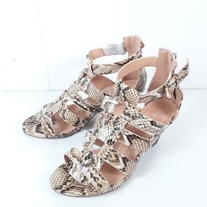 NEW snakeskin strappy block heel sandals 8.5 with xtra heel tips